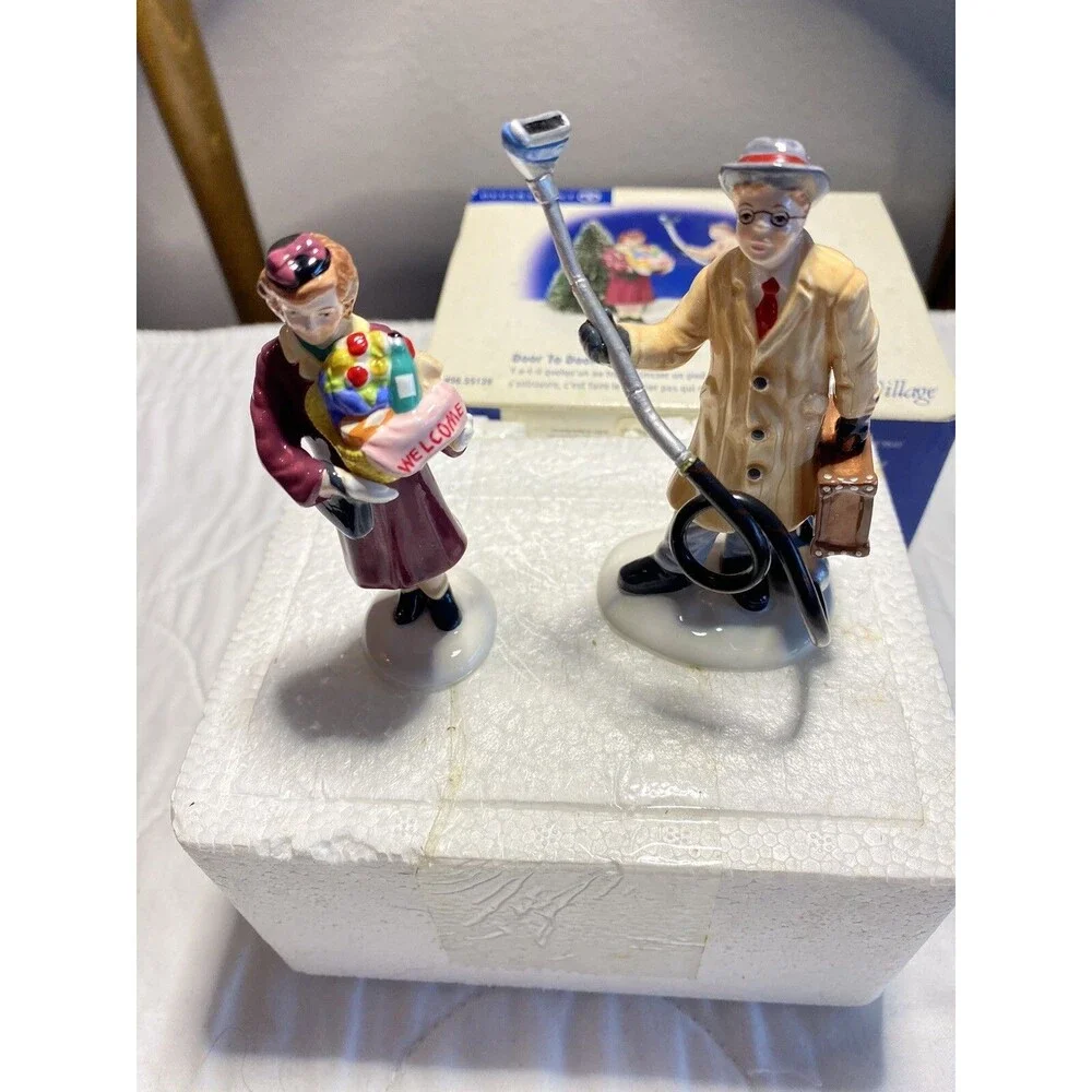 Dept 56 Door To Door Sales Vacuum Snow Village Figurines Accessory With Box